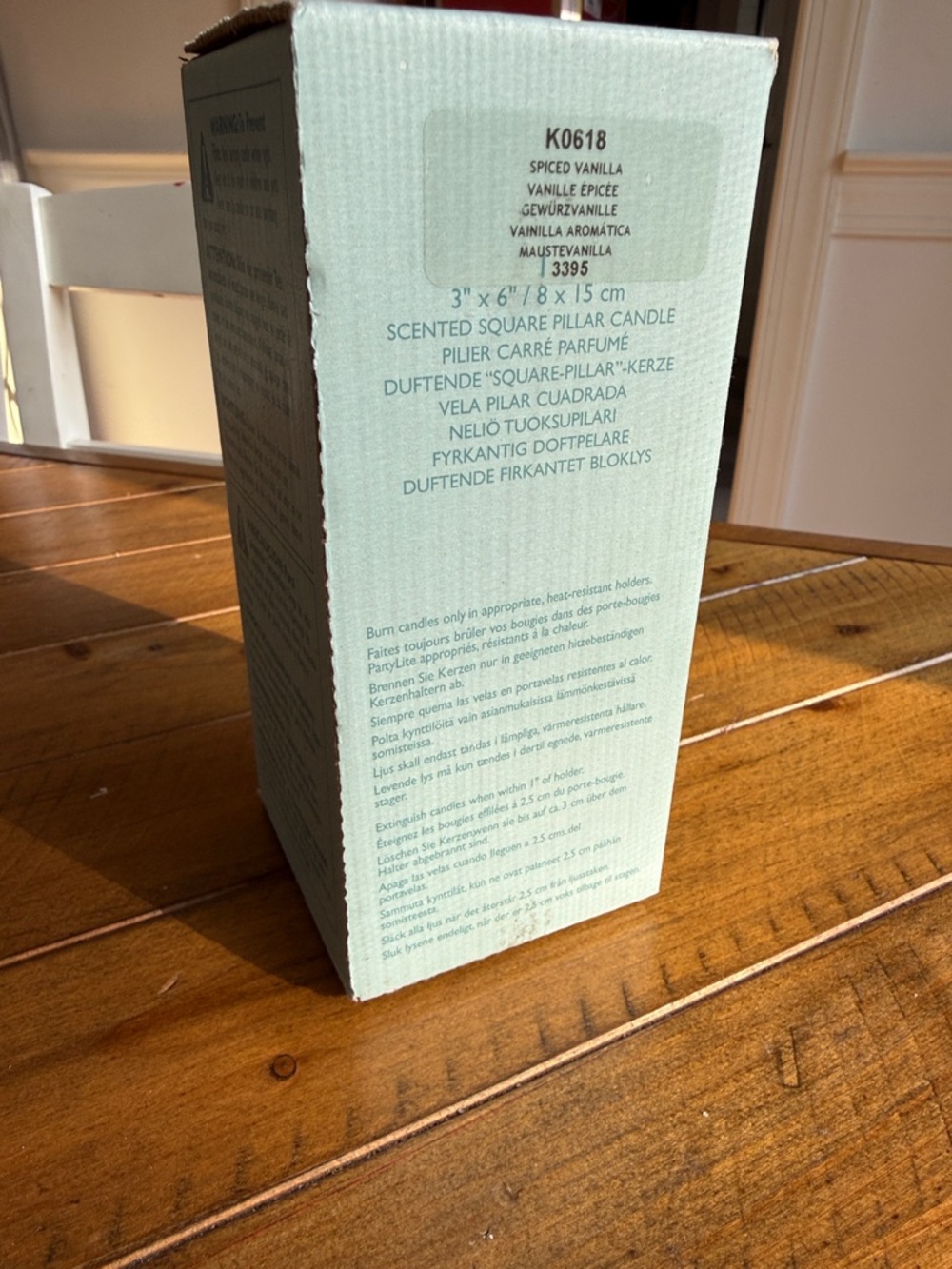 PARTYLITE Spiced Vanilla scented square Pillar Candle Size 3”X6” NIB